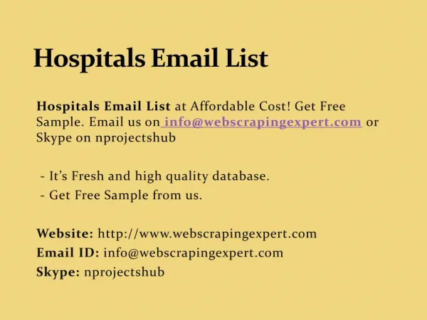 Hospitals Email List