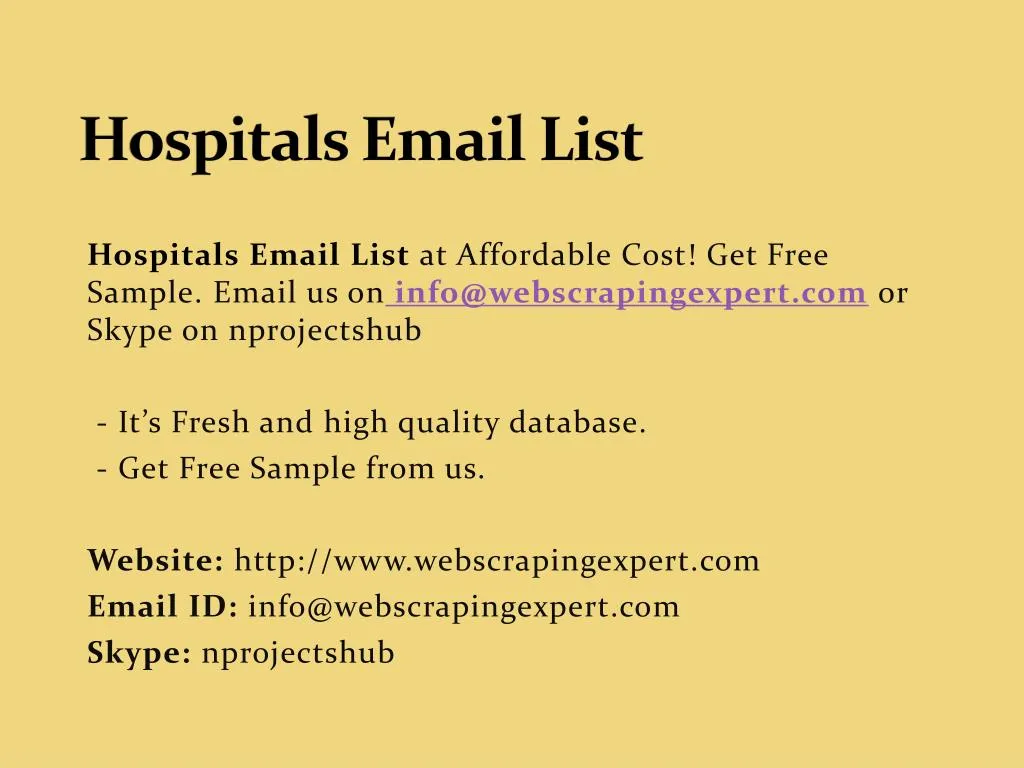 hospitals email list