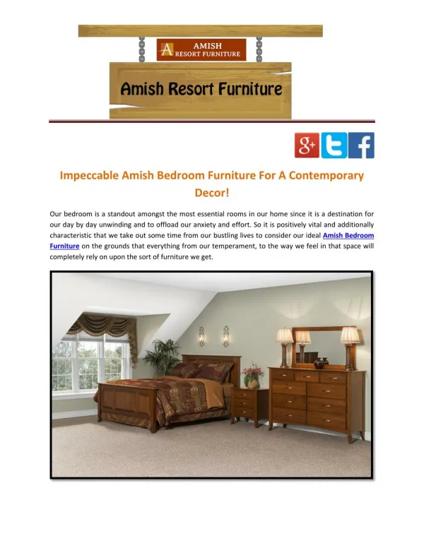 Impeccable Amish Bedroom Furniture For A Contemporary Decor!