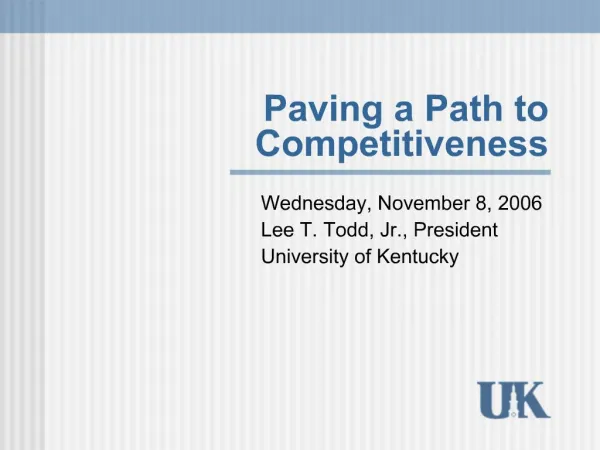 Paving a Path to Competitiveness