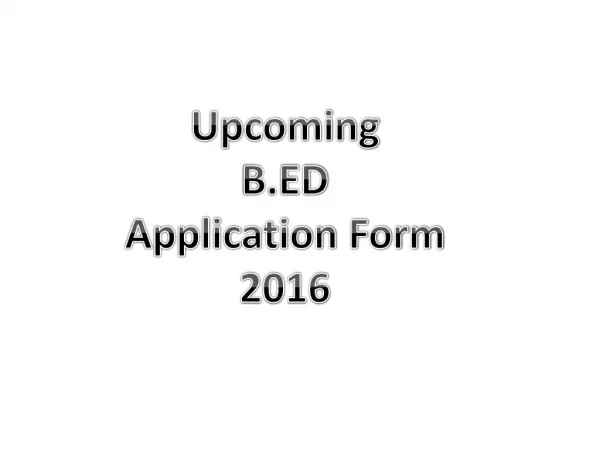 B.Ed Application Form 2017
