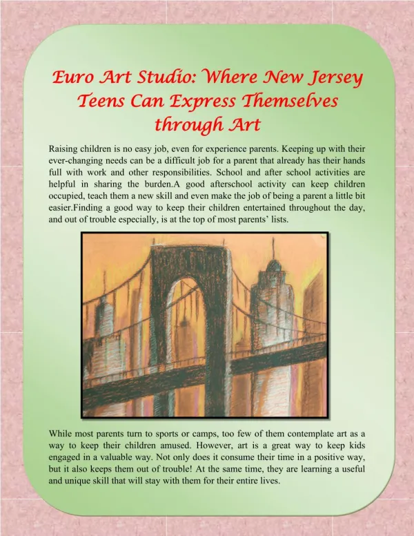 Euro Art Studio: Where New Jersey Teens Can Express Themselves through Art