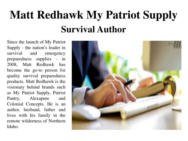 Matt Redhawk My Patriot Supply-Survival Author