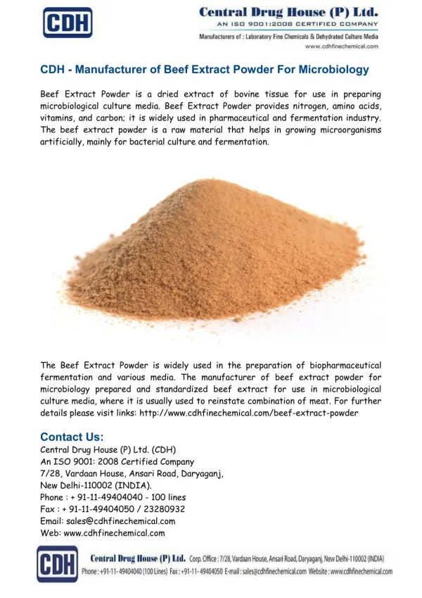 Manufacturer of Beef Extract Powder For Microbiology
