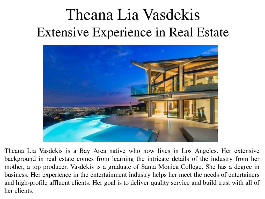 theana lia vasdekis extensive experience in real estate