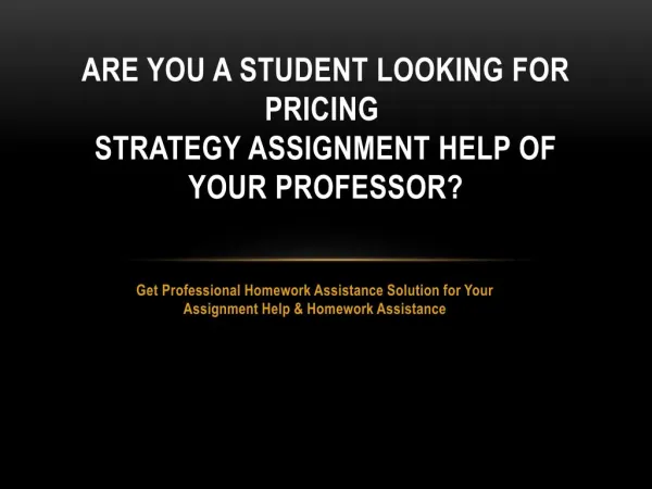 Pricing Strategy Assignment Help