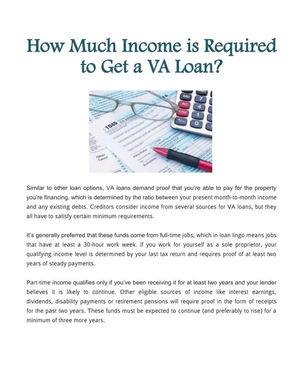 How Much Income is Required to Get a VA Loan