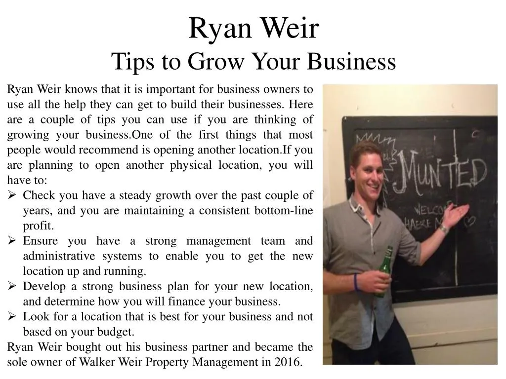 ryan weir tips to grow your business