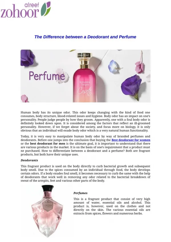 The Difference between a Deodorant and Perfume