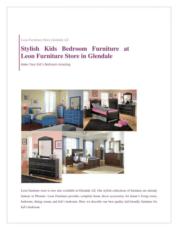 Stylish Kids Bedroom Furniture at Leon Furniture Store in Glendale