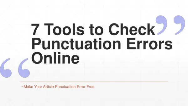 7 Free Tools to Check Punctuation Errors of Your Articles