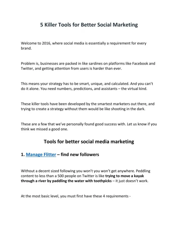 5 Killer Tools for Better Social Marketing