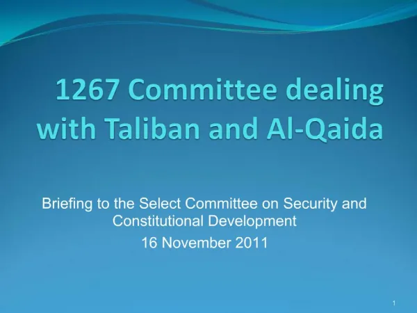 1267 Committee dealing with Taliban and Al-Qaida