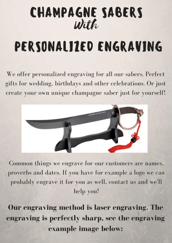 Get Champagne Saber with Personalized Engraving