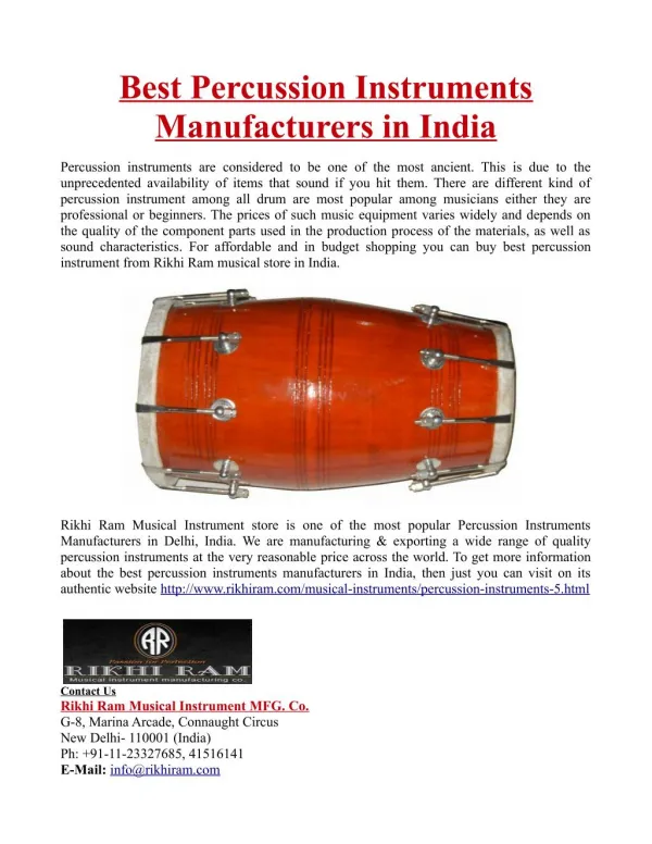 Best Percussion Instruments Manufacturers in India