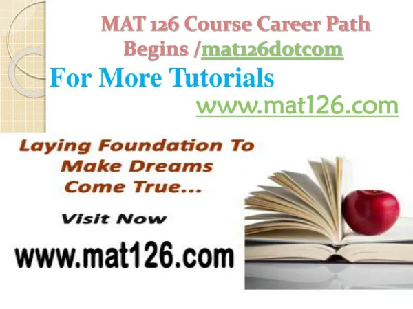 MAT 126 Course Career Path Begins /mat126dotcom