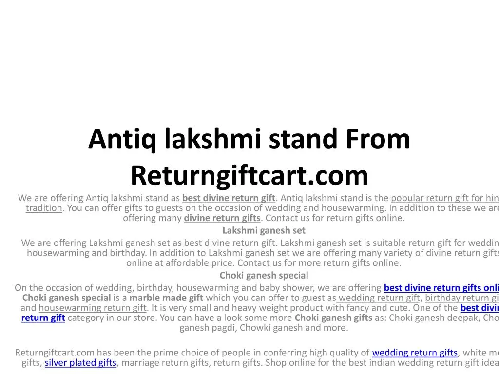 antiq lakshmi stand from returngiftcart com