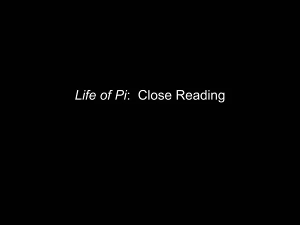Life of Pi: Close Reading