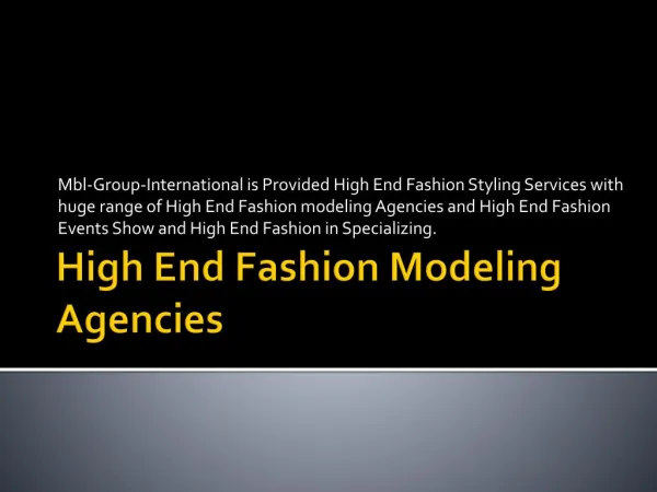 High End Fashion Modeling Agencies