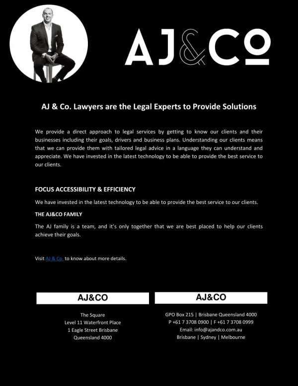 AJ & Co. Lawyers are the Legal Experts to Provide Solutions