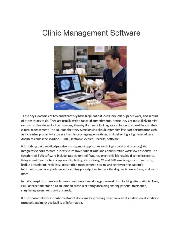 Clinic management software
