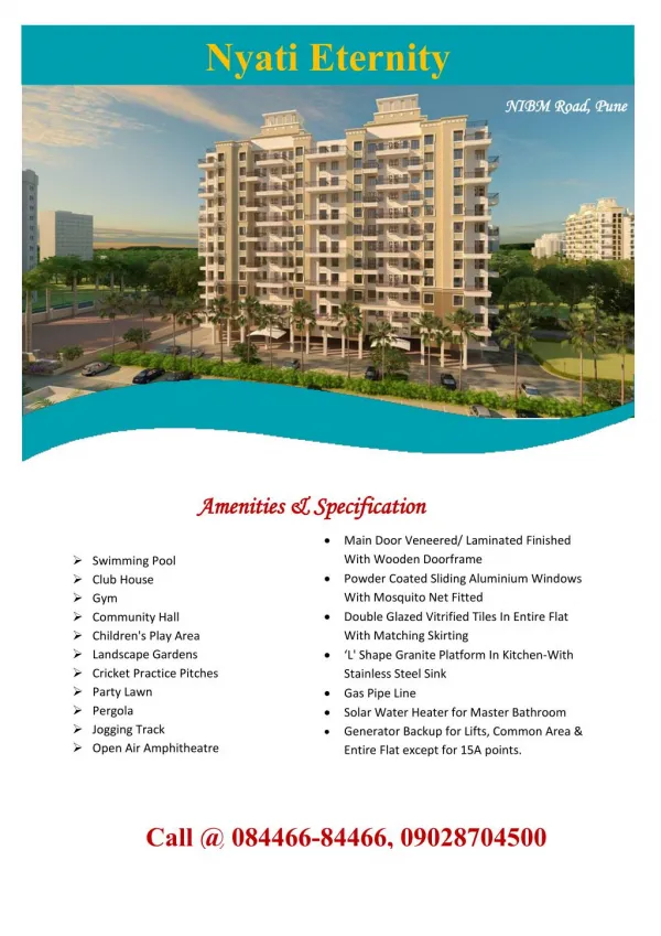 Flats for sale in Nyati Eternity Phase 4 at NIBM Road Pune