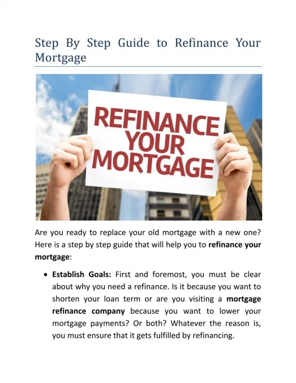 Step By Step Guide to Refinance Your Mortgage
