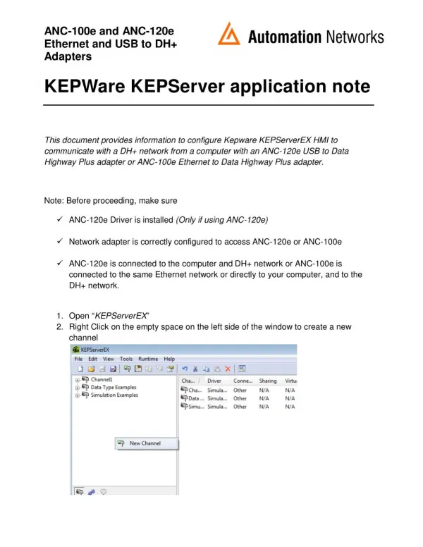 KEPWare KEPServer application note
