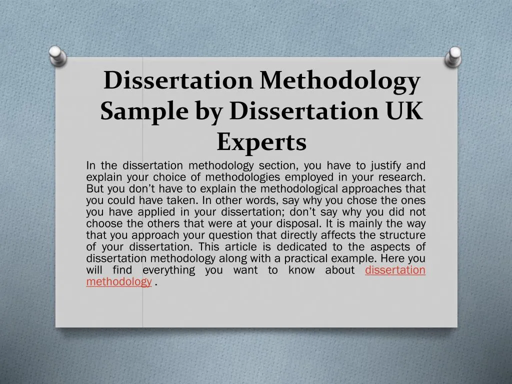 dissertation methodology sample by dissertation uk experts
