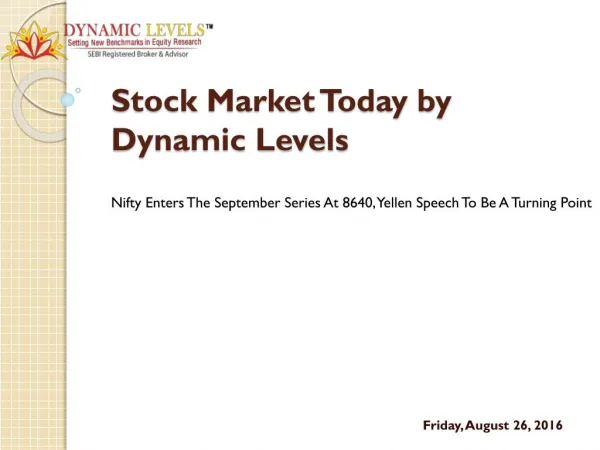 Nifty Enters The September Series At 8640