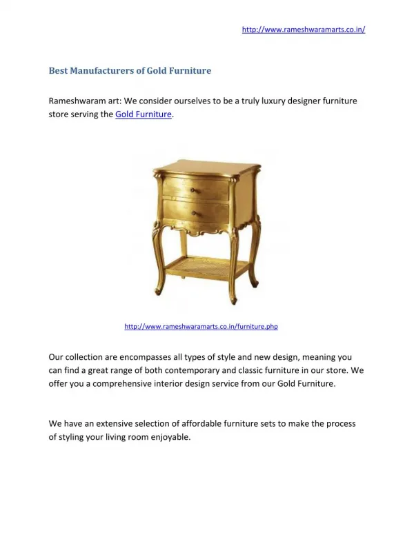 Best Manufacturers of Gold Furniture