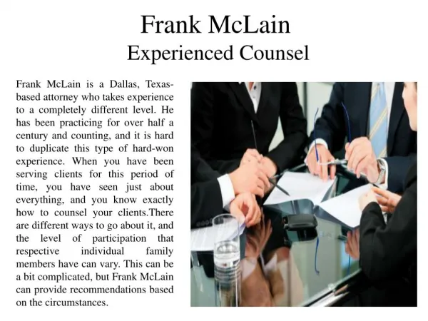 Frank McLain - Experienced Counsel