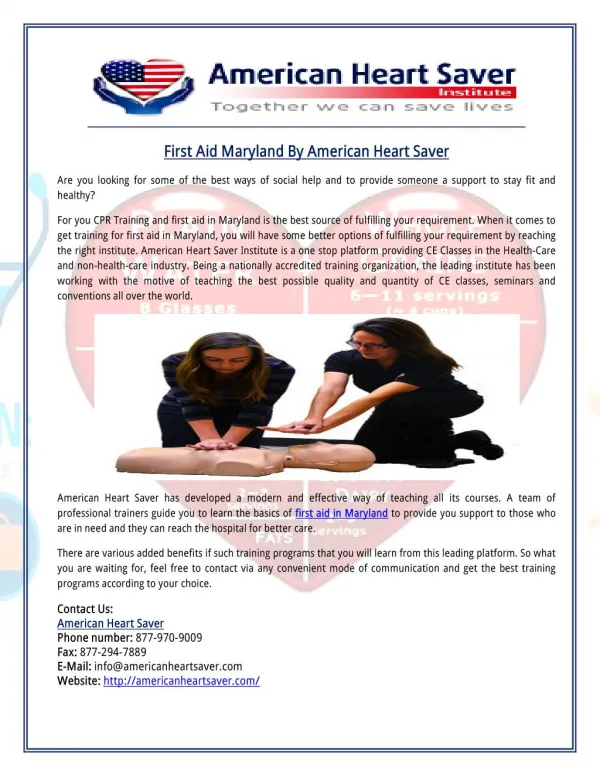 First Aid Maryland By American Heart Saver