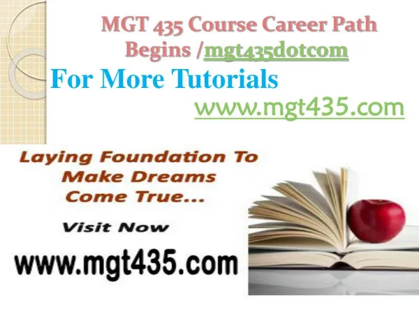 MGT 435 Course Career Path Begins /mgt435dotcom