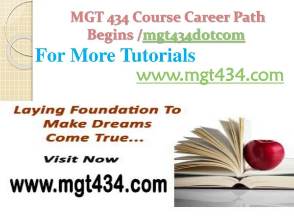 MGT 434 Course Career Path Begins /mgt434dotcom