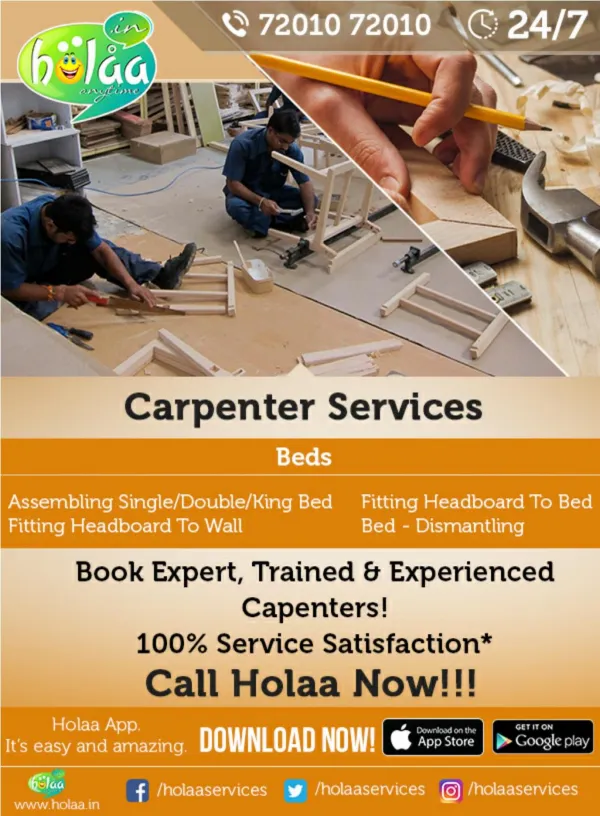 Carpenter Services? It's Easy to Find If You Work With Holaa Carpenter Services in Chandkheda.