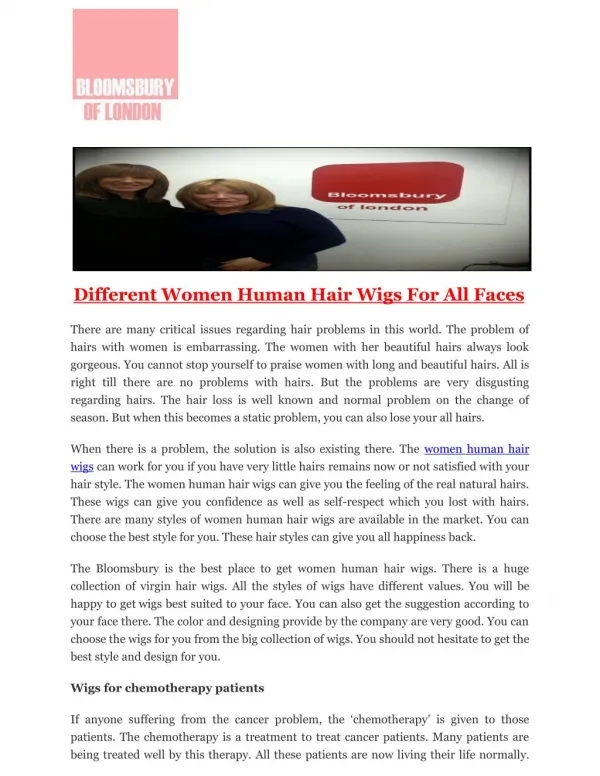 Different Women Human Hair Wigs For All Faces