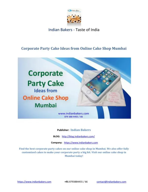 Corporate Party Cake Ideas from Online Cake Shop Mumbai