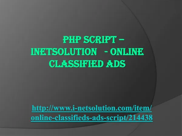 PHP Script – INETSOLUTION - Online Classified Ads