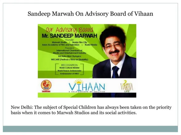 Sandeep Marwah On Advisory Board of Vihaan