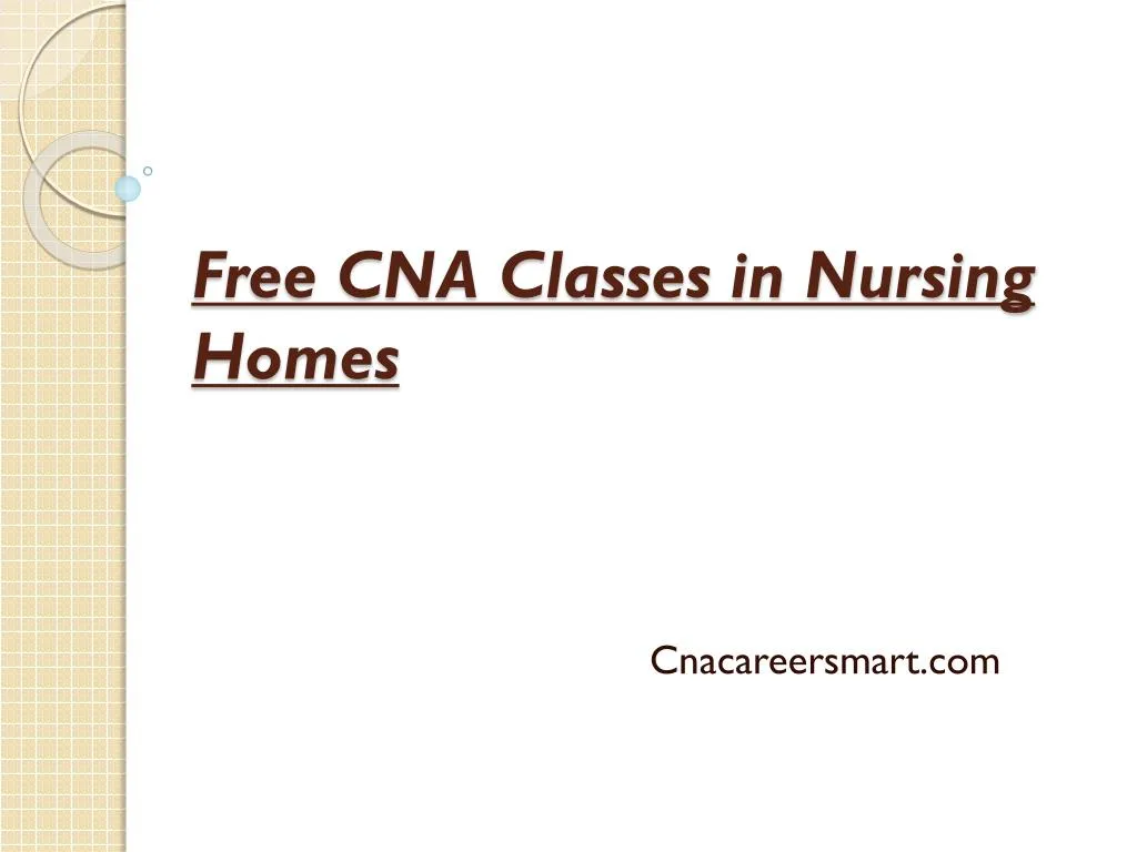 free cna classes in nursing homes