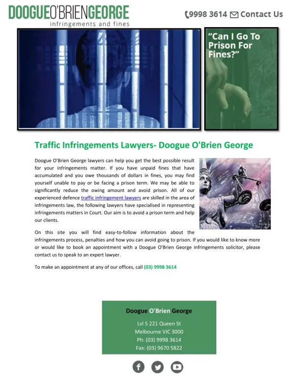Traffic Infringements Lawyers- Doogue O'Brien George