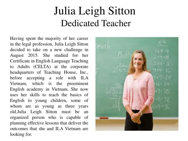 Julia Leigh Sitton - Dedicated Teacher