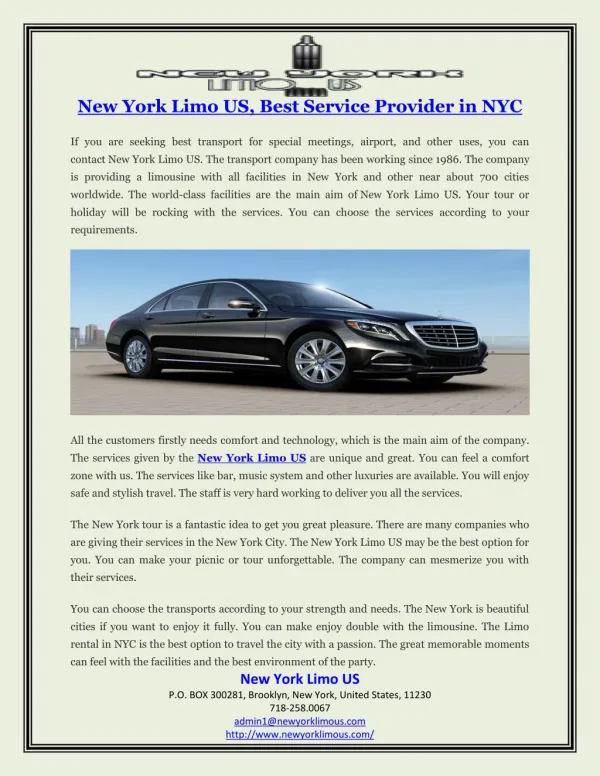 New York Limo US, Best Service Provider in NYC