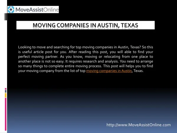Are You Looking for Top Moving Companies in Austin?
