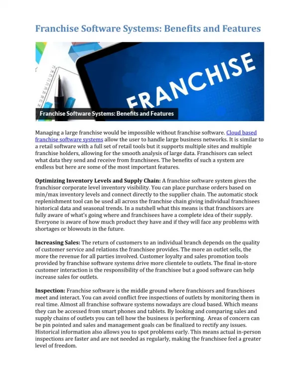 Franchise Software Systems: Benefits and Features