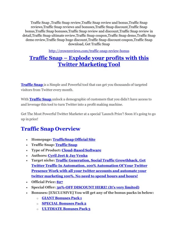 Traffic Snap review and (MEGA) bonuses – Traffic Snap