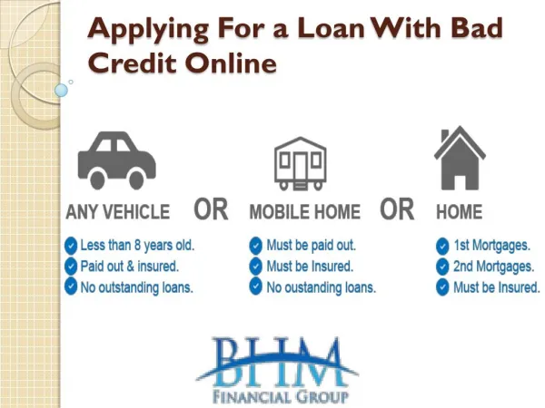 Applying For a Loan With Bad Credit Online