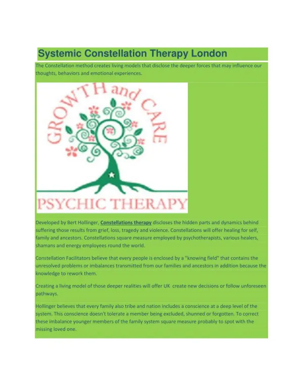 Systemic Constellation Therapy London