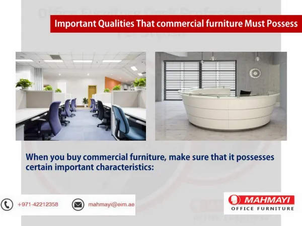 Important Qualities That commercial furniture Must Possess